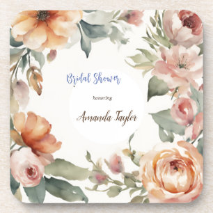 Aquarell Blumen Minimal Bridal Shower Getränkeuntersetzer