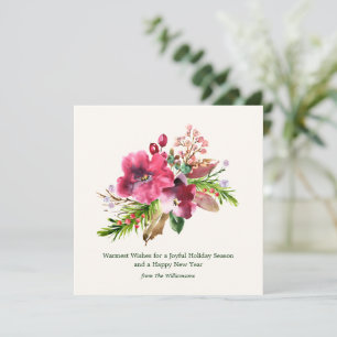 Aquarell-Blumen-Minimalist-Grußkarte Burgunderrot Feiertagskarte