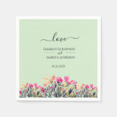 Aquarell-Blumen-Mintgrüne Hochzeitsserviette Serviette (Vorderseite)