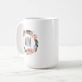 Aquarell Blumen mit Federn | Muttertag Kaffeetasse (Vorderseite Links)