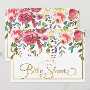 Aquarell Blumen Modern Baby Shower Einladung