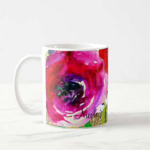 Aquarell-Blumen Modern Fett Helle Farbige Kaffeetasse