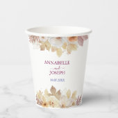 Aquarell Blumen Moderne Botanische Hochzeit Pappbecher (Vorderseite)