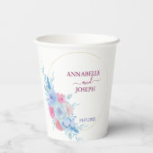 Aquarell Blumen Moderne Botanische Hochzeit Pappbecher (Rückseite)