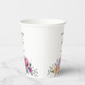 Aquarell-Blumen Moderne Botanische Hochzeit Pappbecher (Rechts)