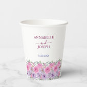 Aquarell Blumen Moderne Botanische Hochzeit Pappbecher (Rückseite)