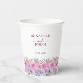 Aquarell Blumen Moderne Botanische Hochzeit Pappbecher (Vorderseite)