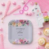 Aquarell Blumen Moderne Botanische Hochzeit Pappteller (Party)