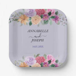 Aquarell Blumen Moderne Botanische Hochzeit Pappteller