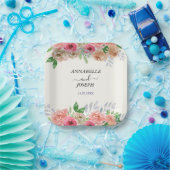 Aquarell Blumen Moderne Botanische Hochzeit Pappteller (Party)