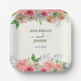 Aquarell Blumen Moderne Botanische Hochzeit Pappteller