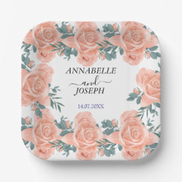 Aquarell Blumen Moderne Botanische Hochzeit Pappteller