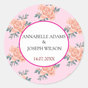 Aquarell Blumen Moderne Botanische Hochzeit Runder Aufkleber