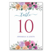 Aquarell Blumen Moderne Botanische Hochzeit Tischnummer (Rückseite)