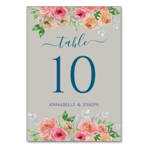 Aquarell Blumen Moderne Botanische Hochzeit Tischnummer