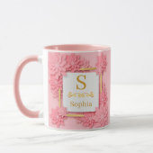 Aquarell-Blumen-Monogramm I Individuelle Gold-Init Tasse (Links)