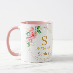 Aquarell Blumen Monogramm I Individuelle Goldiniti Tasse