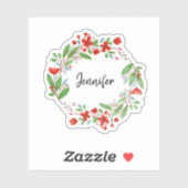 Aquarell-Blumen-Monogramm-Name-Cut-Sticker Aufkleber (Blatt)