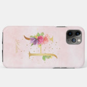 Aquarell-Blumen-Monogramm-Name-Initial-H-Buchstabe Case-Mate iPhone Hülle (Rückseite (Horizontal))