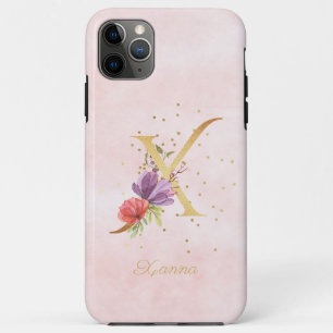 Aquarell-Blumen-Monogramm-Name-Initial X Buchstabe Case-Mate iPhone Hülle