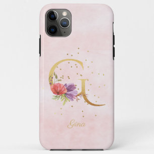 Aquarell-Blumen-Monogramm-Name-Initiale G Buchstab Case-Mate iPhone Hülle
