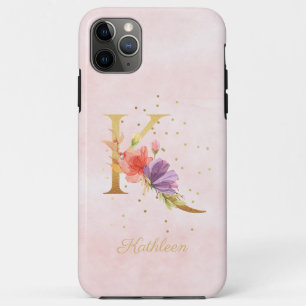 Aquarell-Blumen-Monogramm-Name-Initiale K Buchstab Case-Mate iPhone Hülle