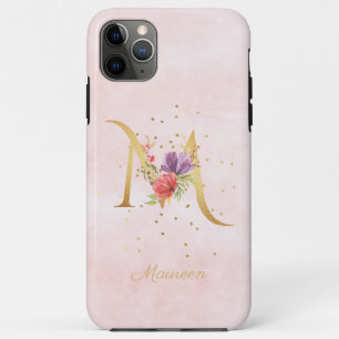 Aquarell-Blumen-Monogramm-Name-Initiale M Buchstab Case-Mate iPhone Hülle