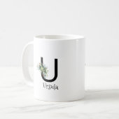Aquarell-Blumen-Monogramm-Rentner-Kaffeetasse Kaffeetasse (Vorderseite Links)