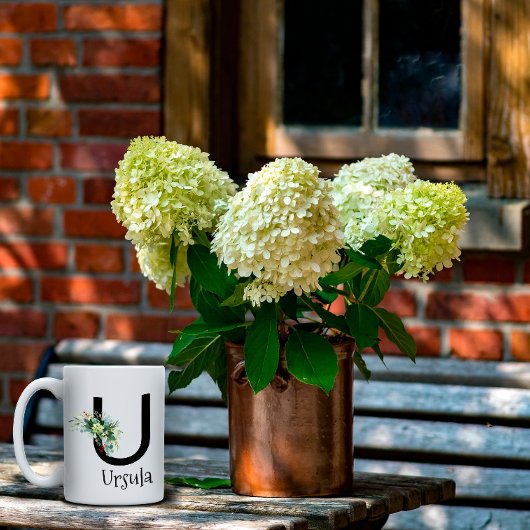 Aquarell-Blumen-Monogramm-Rentner-Kaffeetasse Kaffeetasse