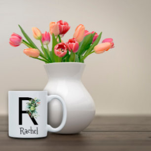Aquarell-Blumen-Monogramm-Ruhestand-Coffee-Mug Kaffeetasse