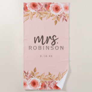 Aquarell-Blumen-Mrs-Datum Strandtuch