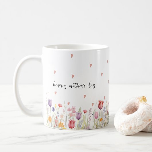 Aquarell-Blumen-Muttertag  Kaffeetasse (Mit Donut)