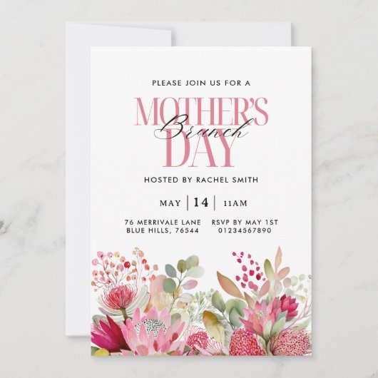 Aquarell Blumen Muttertags-Brunch-Einladung Einladung (Vorderseite)