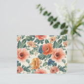 Aquarell Blumen Nahtloses Muster Postkarte (Stehend Vorderseite)