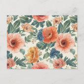 Aquarell Blumen Nahtloses Muster Postkarte (Vorderseite)