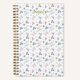 Aquarell-Blumen-Notizbuch - Blau Notizblock