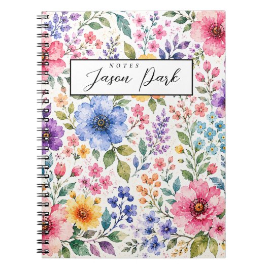 Aquarell-Blumen-Notizbuch Notizblock (Vorderseite)