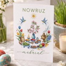 Aquarell-Blumen Nowruz Mubarak - Grußkarte