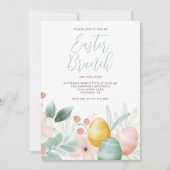 Aquarell-Blumen-Oster-Brunch Einladung (Vorderseite)
