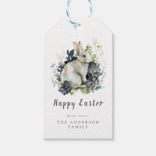 Aquarell-Blumen-Osterhase Geschenkanhänger