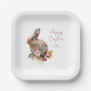 Aquarell-Blumen-Ostern Pappteller