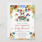 Aquarell-Blumen-Panda-Baby-Party Einladung (Vorderseite)