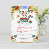 Aquarell-Blumen-Panda-Baby-Party Einladung (Stehend Vorderseite)