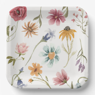 Aquarell-Blumen-Papierteller Pappteller