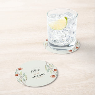 Aquarell-Blumen Pastellgrün Runder Pappuntersetzer