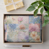 Aquarell-Blumen-Patchwork-Decoupage-Papier im Früh Seidenpapier (Geschenk)