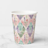 Aquarell-Blumen-Patchwork Pappbecher (Rückseite)