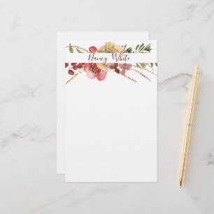 Aquarell-Blumen personalisiert  Briefpapier