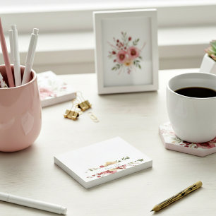 Aquarell-Blumen personalisiert  Post-it Klebezettel