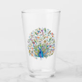 Aquarell-Blumen-Pfau Glas (Vorderseite)